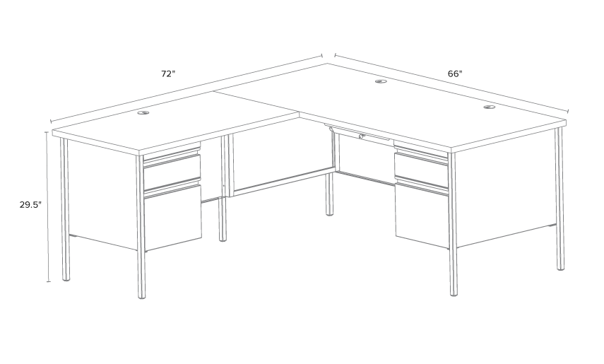 66D x 72W Corner Desk with Left Hand Return | Hirsh Office